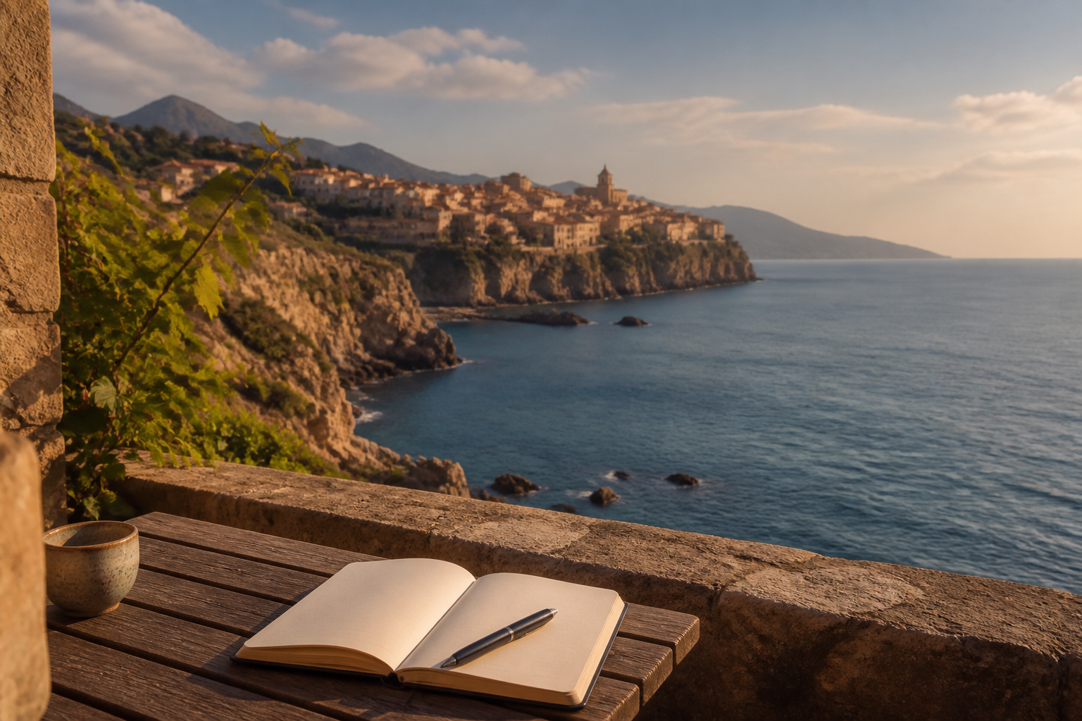The Sicilian coastline overlooking the Mediterranean Sea